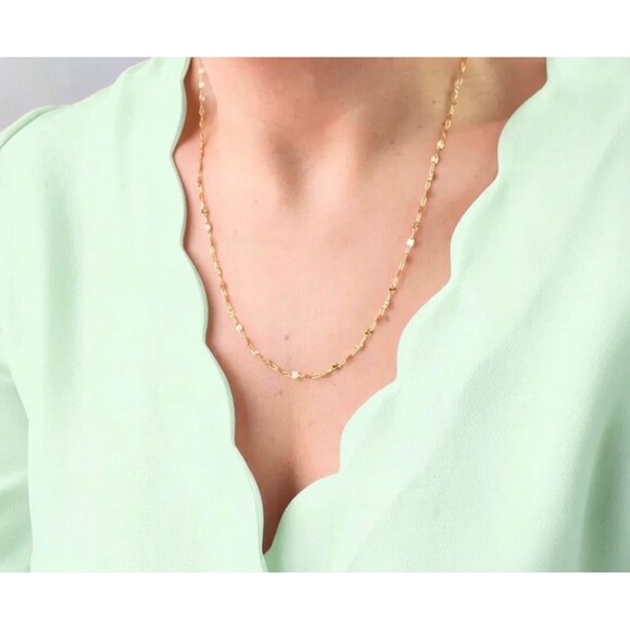 Fremada Jewelry - 14k Gold Filled Dainty Sunburst Sequin Chain Minimalist Necklace Jewelry 20”